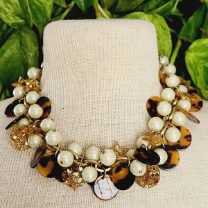 J. Crew Tortoise, Glitter Stars and Pearl Statement Necklace ✨️